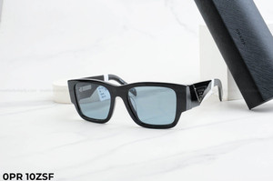 Prada PR 10ZS Rectangular Sunglasses - Black Frame Grey Lenses 52mm