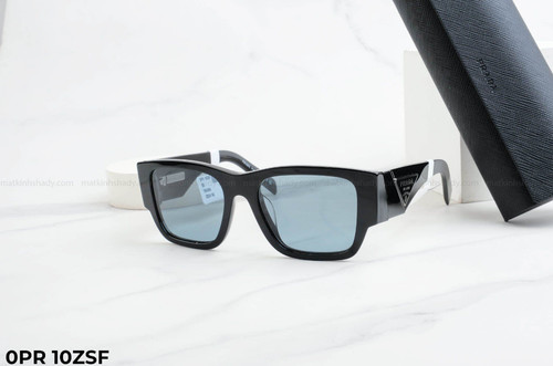 Prada PR 10ZS Rectangular Sunglasses - Black Frame Grey Lenses 52mm