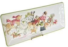 Pier 1 Imports Park Avenue Puppies Christmas 14" Ceramic Serving Tray Platter