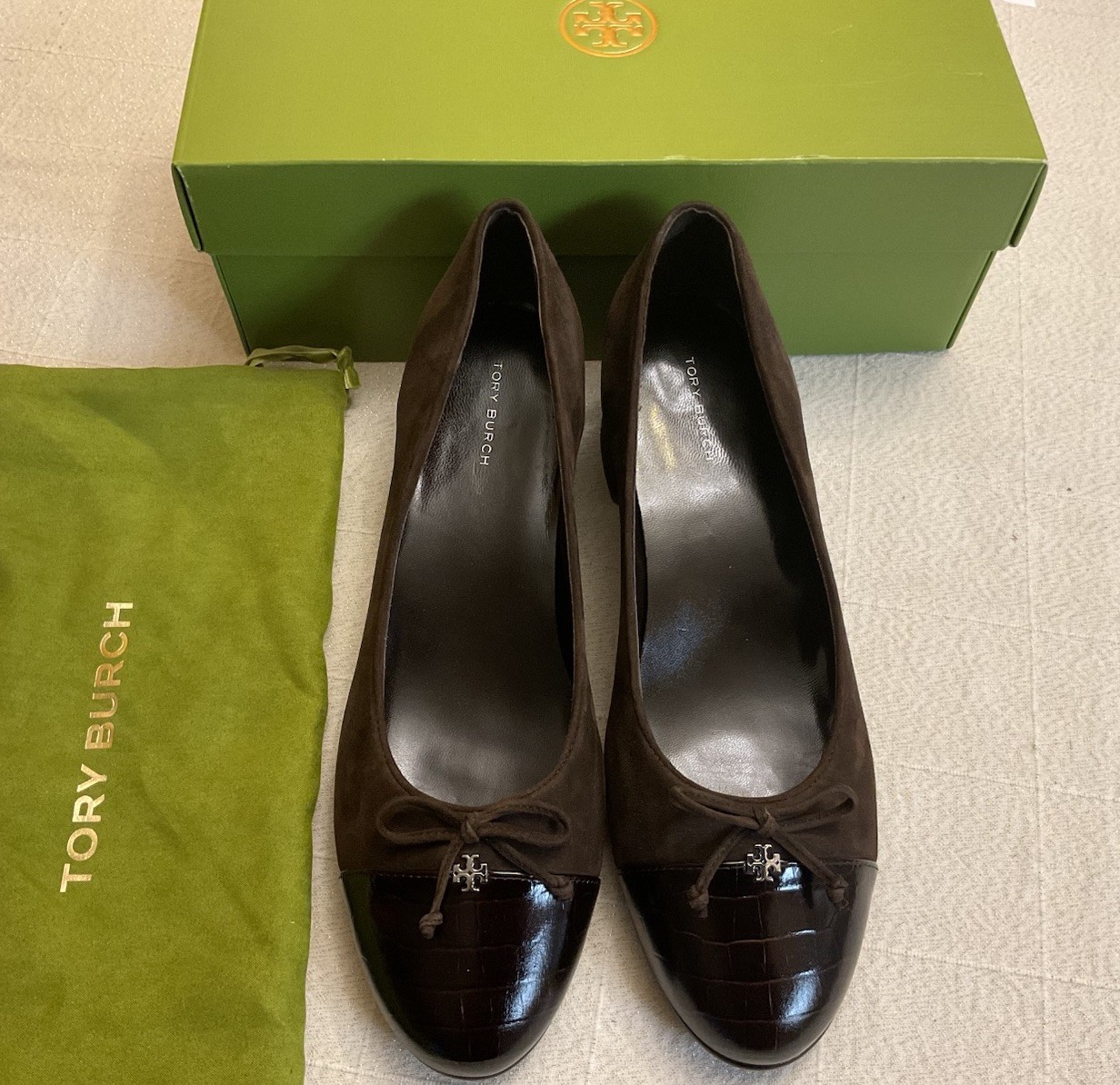 Tory Burch  Brown suede Cap Toe heeled pump  Size 9.5 $375 thumbnail 8
