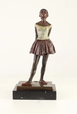 Colored Bronze  Sculpture Ballerina Dancer Art déco on a marble base after Degas
