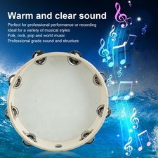 Tambourine Kids Adults Hand Clap Drum Music Early Education Toy Wood Color White