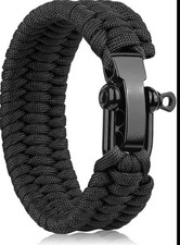 Men's Paracord Bracelet, Adjustable U-Shaped Buckle 3-Hole , 550 Parachute Cord