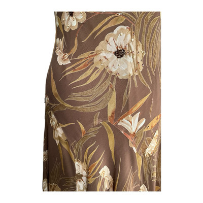 Eva Blue Brown Floral Maxi Slip Dress Flutter Sleeve Sz 10 | eBay