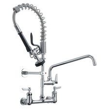 Commercial Kitchen Faucet,Wall Mount Kitchen Sink Faucet with Pre-Rinse Pull ...