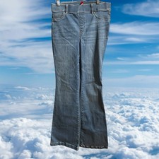 Spanx Jeans Womens Large Wide Leg Pull On Stretch Denim High Rise