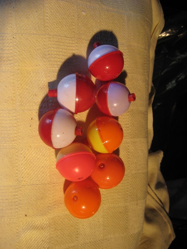 Reclaimed 1 3/4" Plastic Push Button Fishing Bobbers 8 Each