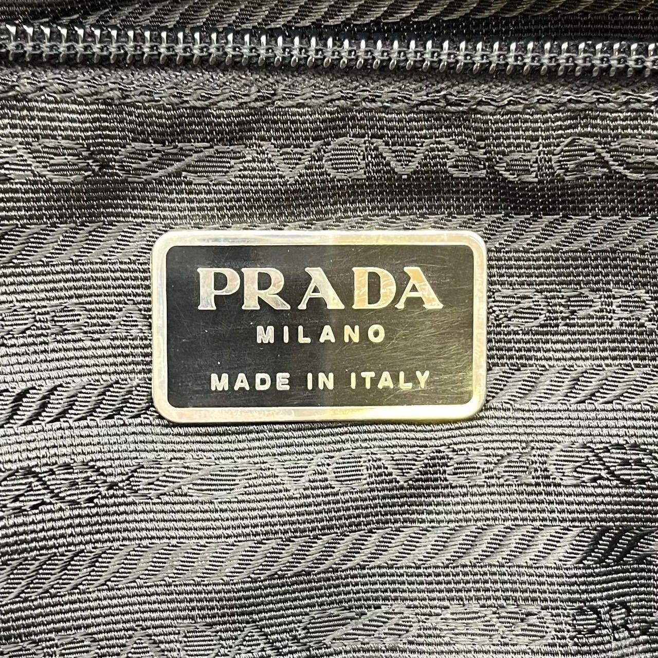 PRADA Triangular Plate Backpack Nylon Leather Nav… - image 11