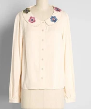 NEW MODCLOTH X PRINCESS HIGHWAY Floral Collar Button Front Shirt, Women's 22 NEW