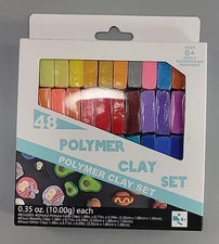 Polymer Clay Set 48 Colors Modeling Clay Sculpting Oven Bake Kit .35 oz. each