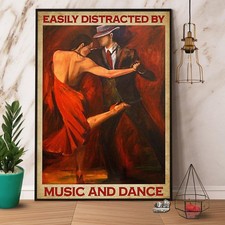 Tango Dance Couple Easily Distracted By Music And Dance Vintage Vertical Pape...
