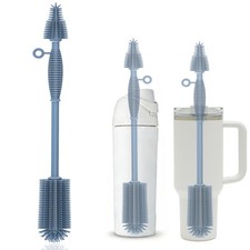 Silicone Bottle Brush,Double Sided with Sturdy Handle,Easy to Clean  Scratch...