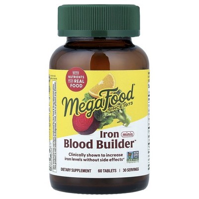 MegaFood Blood Builder Minis 60 Tablets Dairy-Free, Gluten-Free, Kosher, NSF
