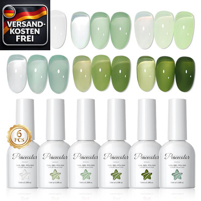 Gel Nagellack Set für Anfänger   6 pastellgrüne Farben, langanhaltend, UV/LED