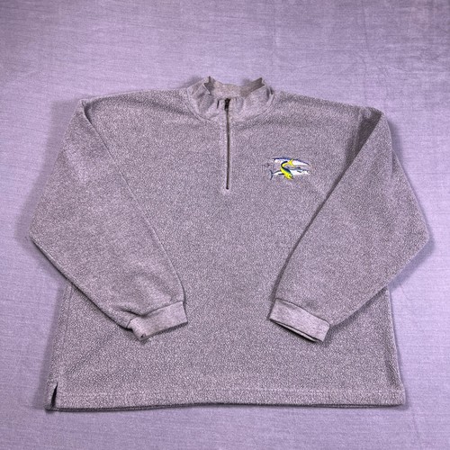 Guy Harvey Classic Mens Large Gray 1/4 Zip Fleece Pullover Fishing Mahi Marlin
