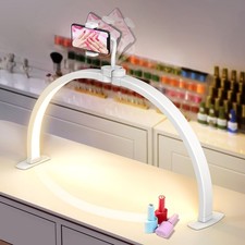 Half Moon Light for Nail Desk: 29" Foldable Half Moon Desk Lamp with Phone Ho...