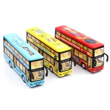 1:36 Sound Light Music Alloy Pull Back Double-decker Bus Car Toy Model Kid F