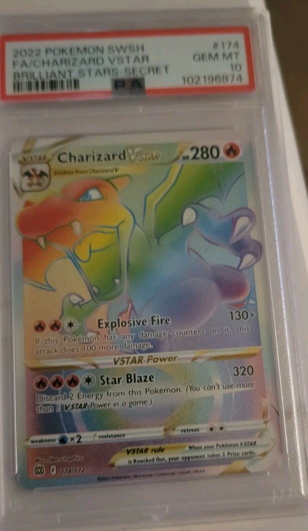 PSA 10 Charizard Vstar 174/172 Pokemon Brilliant Stars Rainbow Secret Rare