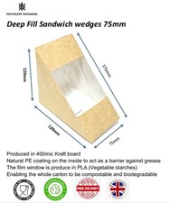 Kraft Cardboard Sandwich Wedge Boxes ~ Cafe Takeaway Packs ~ Plain Brown Window
