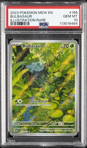 2023 POKEMON MEW EN-151 ILLUSTRATION RARE #166 BULBASAUR PSA 10
