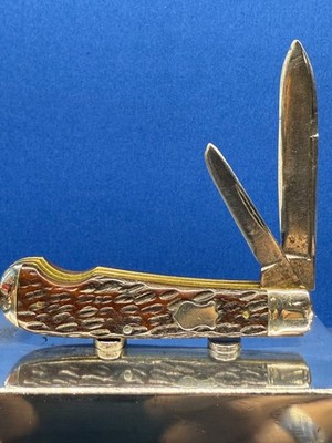 Hammer Brand Easy Open Long Pull Brown Bone 24 Spear and Pen  Point Two Blade