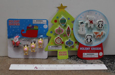 3 pack of Holiday/Christmas erasers 14 novelty erasers in total NEW