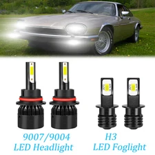 For Jaguar XJS 1992-1996 6000K 4X LED Headlight High/Low + Fog Light Bulbs Combo