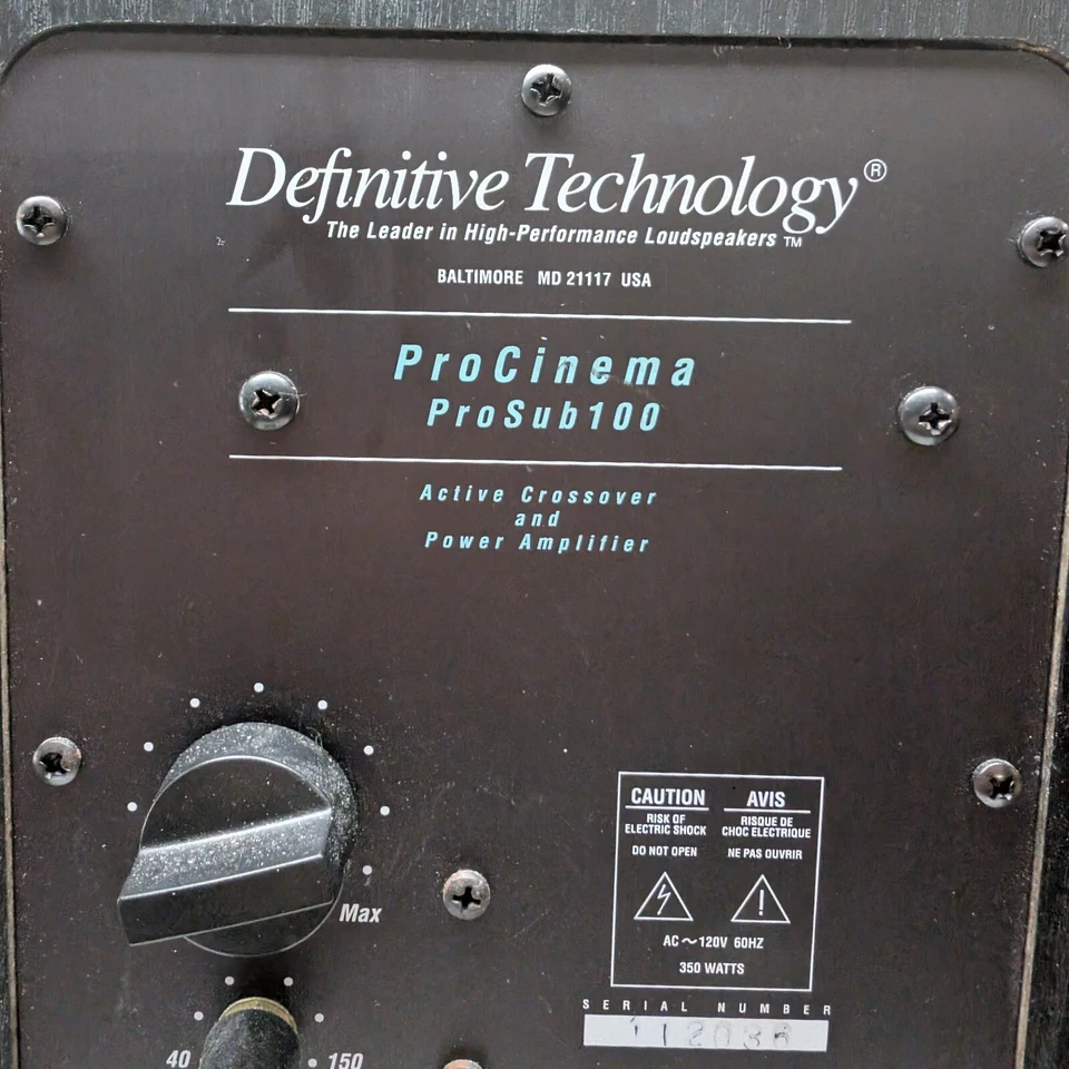 Definitive Technology ProSub 100 Subwoofer 350 Watt Black Active Crossover - Image 3 of 4
