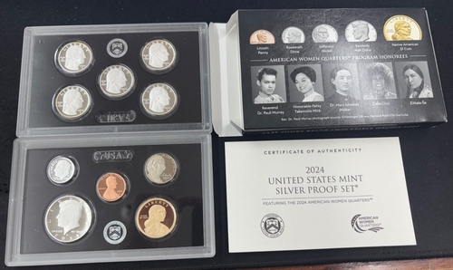 2024 US Mint Silver Proof Set 10 Coins w/ 5 American Woman Honoree Quarters