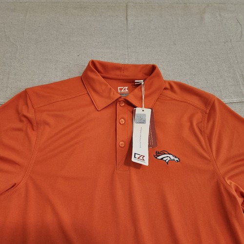 New Denver Broncos Polo Shirt Mens Small Orange Short Sleeve Cutter & Buck - Picture 2 of 12