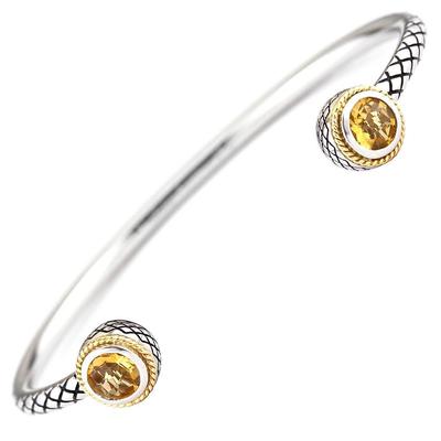 Andrea Candela 18k Yellow Gold & Sterling Citrine Vintage Cable Bangle ACB295-C