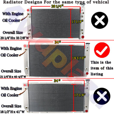 3 Row Radiator For 1988-1999 Chevy C/K C2500 K2500 K3500 C3500 Suburban 7.4L