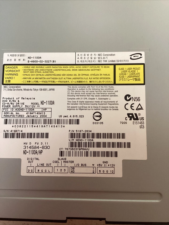 NEC ND-1100A DVD±RW Laufwerk Brenner Drive internes Laufwerk Corporation - Image 3 of 4