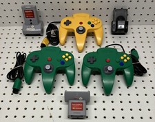 Lot of 3 Nintendo 64 Controllers  3 Expansion Packs - For Parts or Repair - S14