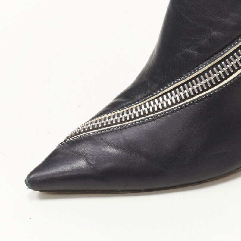 OLD CELINE Phoebe Philo black leather twist silver zip cone OLD CELINE Phoebe Philo black leather twist silver zip cone