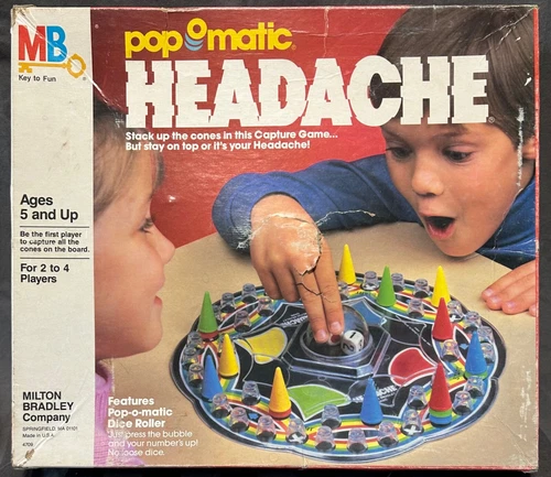 Vintage 1986 Milton Bradley Headache Pop-O-Magic Board Game.  No Instructions.