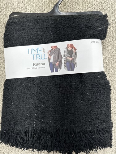 Time And True Ruana Two Ways To Wear One Size Charl Black NWT | eBay