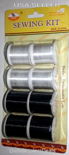 Invisible Nylon Thread 4 Clear & 4 Smoke Spools 600 Yards Total Sew Craft Quilts - Picture 1 of 2