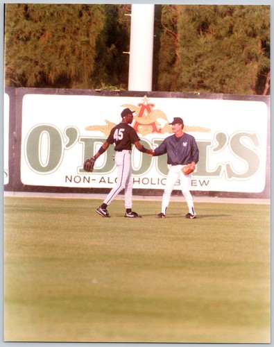 VTG Michael Jordan & Wade Boggs Shaking Hands In Outfield at Spring Training