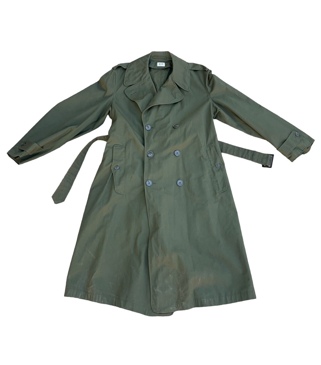 60’s “US ARMY” OG-107 OVERCOAT Vintage Army Military OG-107 Sateen Trench Coat Size Medium