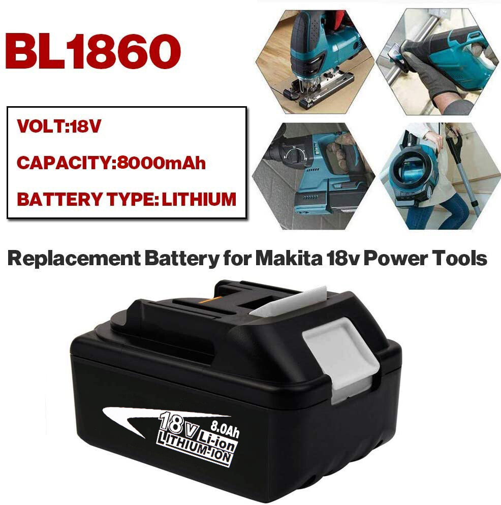 Ersatzakku Für Makita 18V – 8000mAh / 8.0Ah Li-Ion, Kompatibel Mit BL1860, BL1840, BL1830 Uvm., Mit LED-Anzeige (4er Pack)