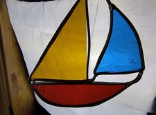 Vintage Stained Glass Sail Boat SunCatcher