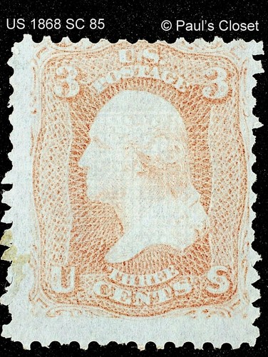 US 1868 SC 85 3¢ WASHINGTON "D" GRILL ROSE INUTILIZZATO NO GOMMA FINE/MOLTO FINE - Foto 1 di 2