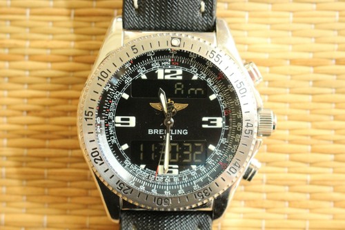 BREITLING A68362 ANA-DIGI B1 BLUE DIAL PILOT DIVE RACE CHRONOGRAPH WATCH BOX SET - Picture 1 of 12