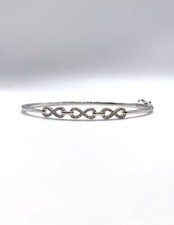 Ladies Diamond 9ct White Gold Infinity Bracelet / Bangle - Full Hallmark & Boxed