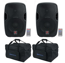  2 Rockville BPA10 10" 800w DJ PA Speakers w Bluetooth Carry Bags