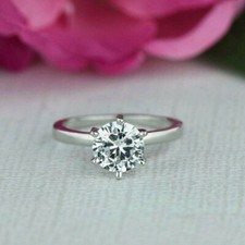 1.50Ct Round Cut VVS1/D Diamond Solitaire Engagement Ring 14K White Gold Finish
