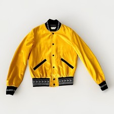 Saint Laurent Ss18 Gold Ikat Viscose Teddy Bomber Jacket