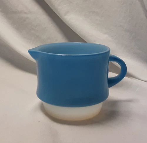LOVELY Vtg. ANCHOR HOCKING FIRE KING BLUE MOSAIC CREAMER Made in USA