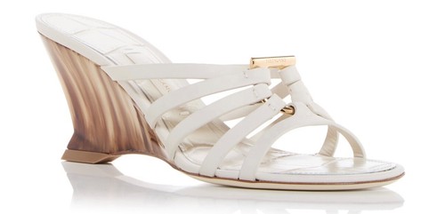 NUEVO EN CAJA FERRAGAMO Sandalias de cuña con anémona para mujer, talla 8 1/2C, Mascarpone